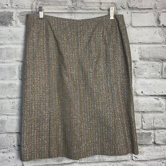 Escada Silk Wool Metallic Tweed Pencil Skirt - Picture 6 of 13